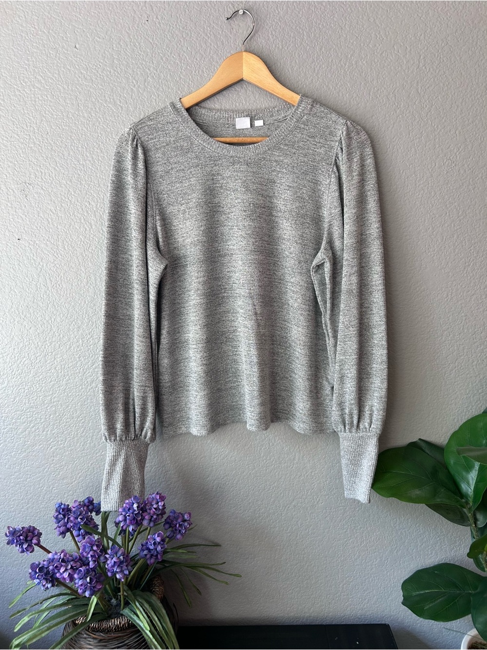 GAP Gray Ribbed Crewneck Sweater